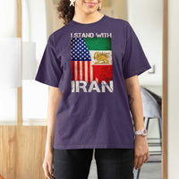 I Stand With Iran T Shirt For Women Persian American Flag USA Persia Lion And Sun Iran