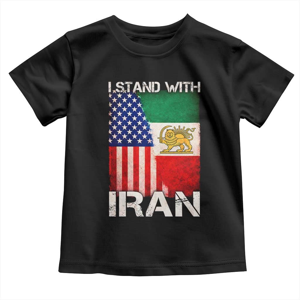 I Stand With Iran Toddler T Shirt Persian American Flag USA Persia Lion And Sun Iran