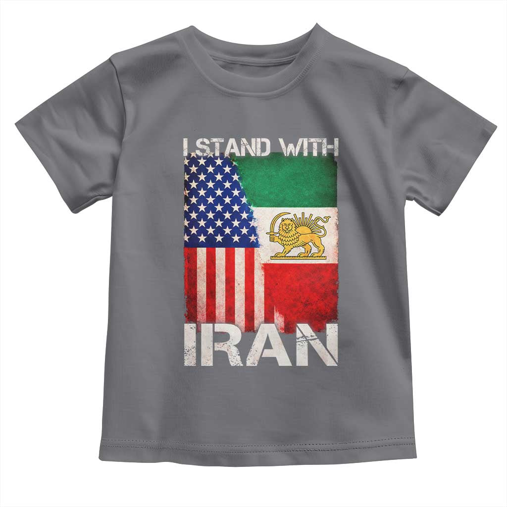 I Stand With Iran Toddler T Shirt Persian American Flag USA Persia Lion And Sun Iran