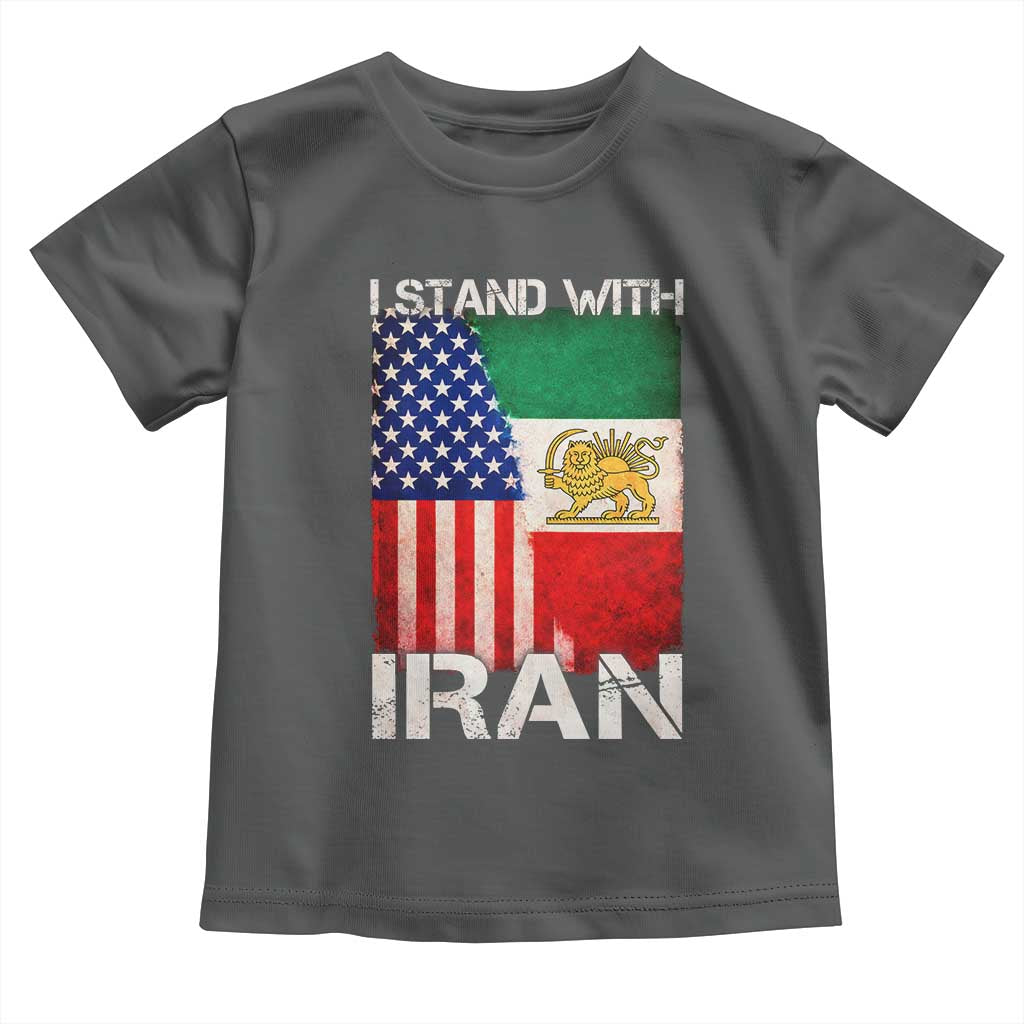I Stand With Iran Toddler T Shirt Persian American Flag USA Persia Lion And Sun Iran