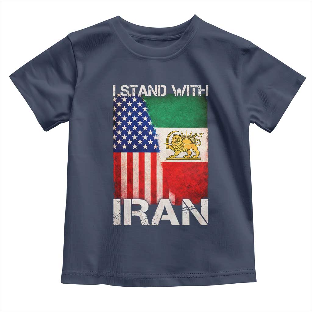 I Stand With Iran Toddler T Shirt Persian American Flag USA Persia Lion And Sun Iran