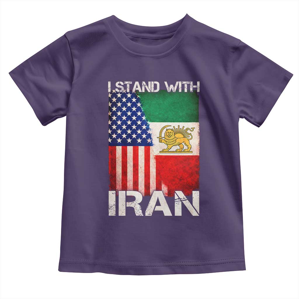 I Stand With Iran Toddler T Shirt Persian American Flag USA Persia Lion And Sun Iran