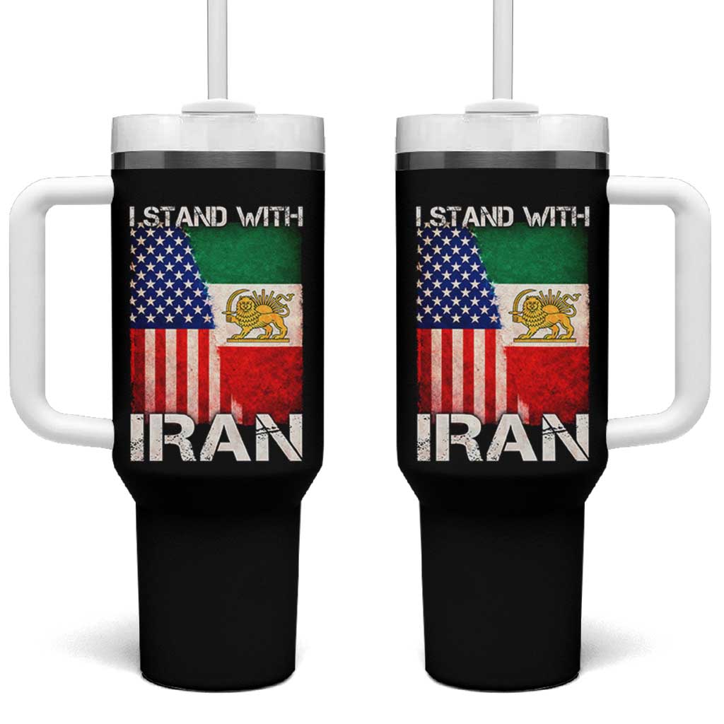 I Stand With Iran Tumbler With Handle Persian American Flag USA Persia Lion And Sun Iran