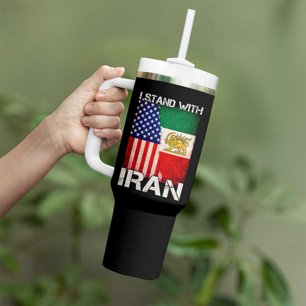 I Stand With Iran Tumbler With Handle Persian American Flag USA Persia Lion And Sun Iran