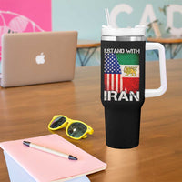 I Stand With Iran Tumbler With Handle Persian American Flag USA Persia Lion And Sun Iran