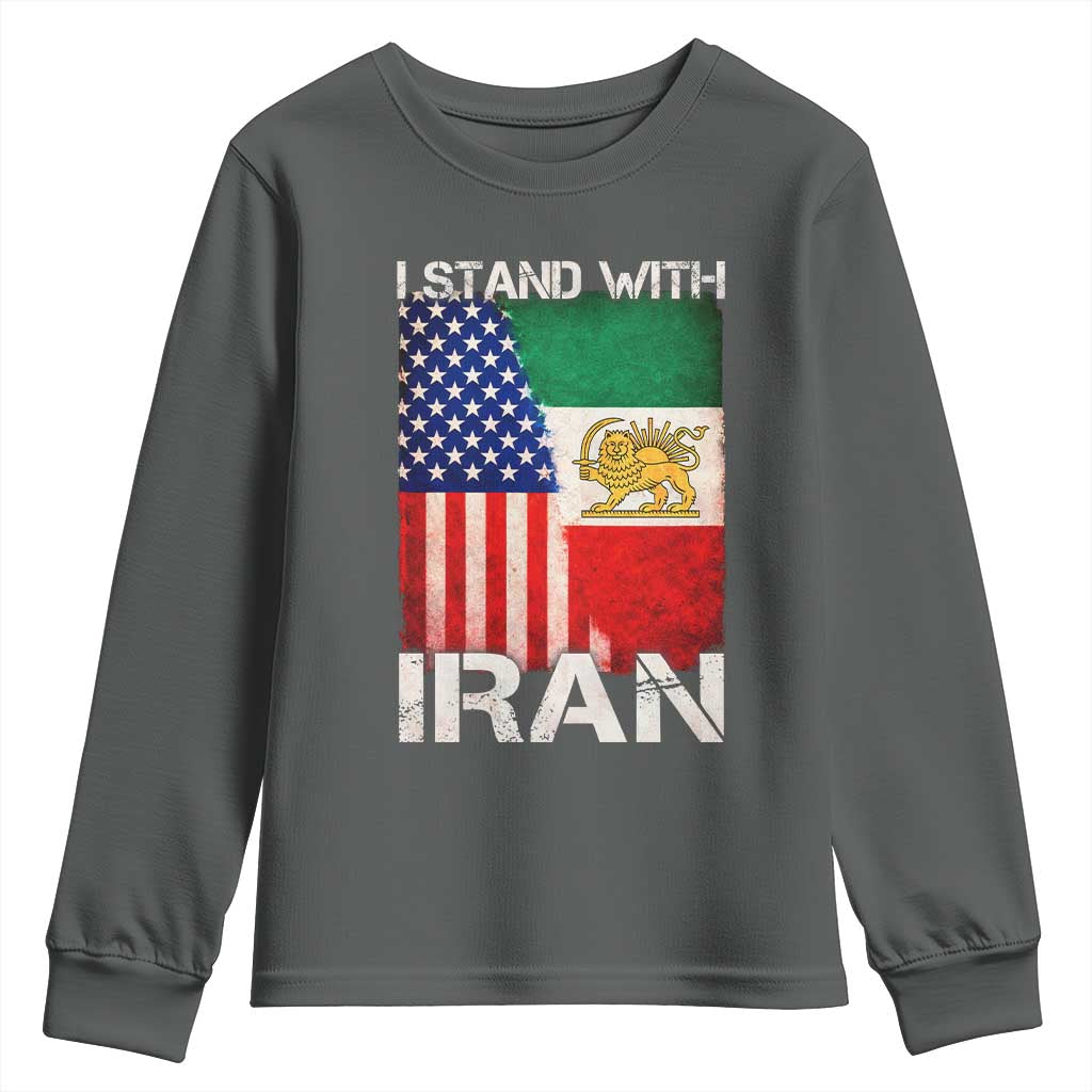 I Stand With Iran Youth Sweatshirt Persian American Flag USA Persia Lion And Sun Iran