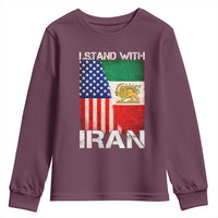 I Stand With Iran Youth Sweatshirt Persian American Flag USA Persia Lion And Sun Iran