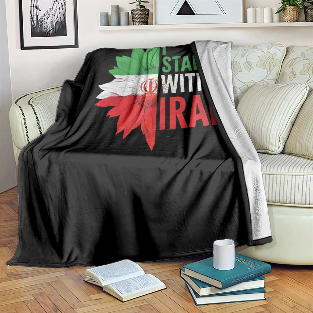 Sunflower Iran Flag Throw Blanket Persian Freedom I Stand With Iran