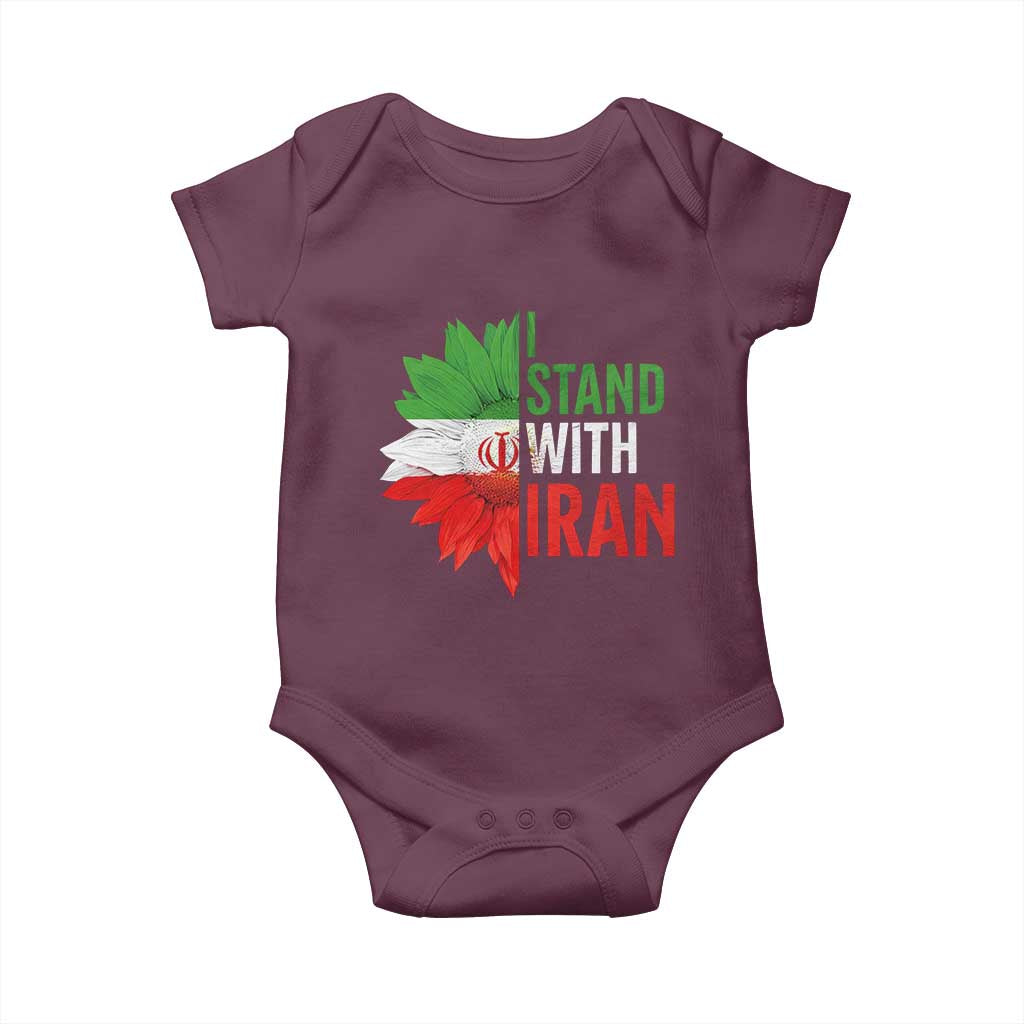 Sunflower Iran Flag Baby Onesie Persian Freedom I Stand With Iran