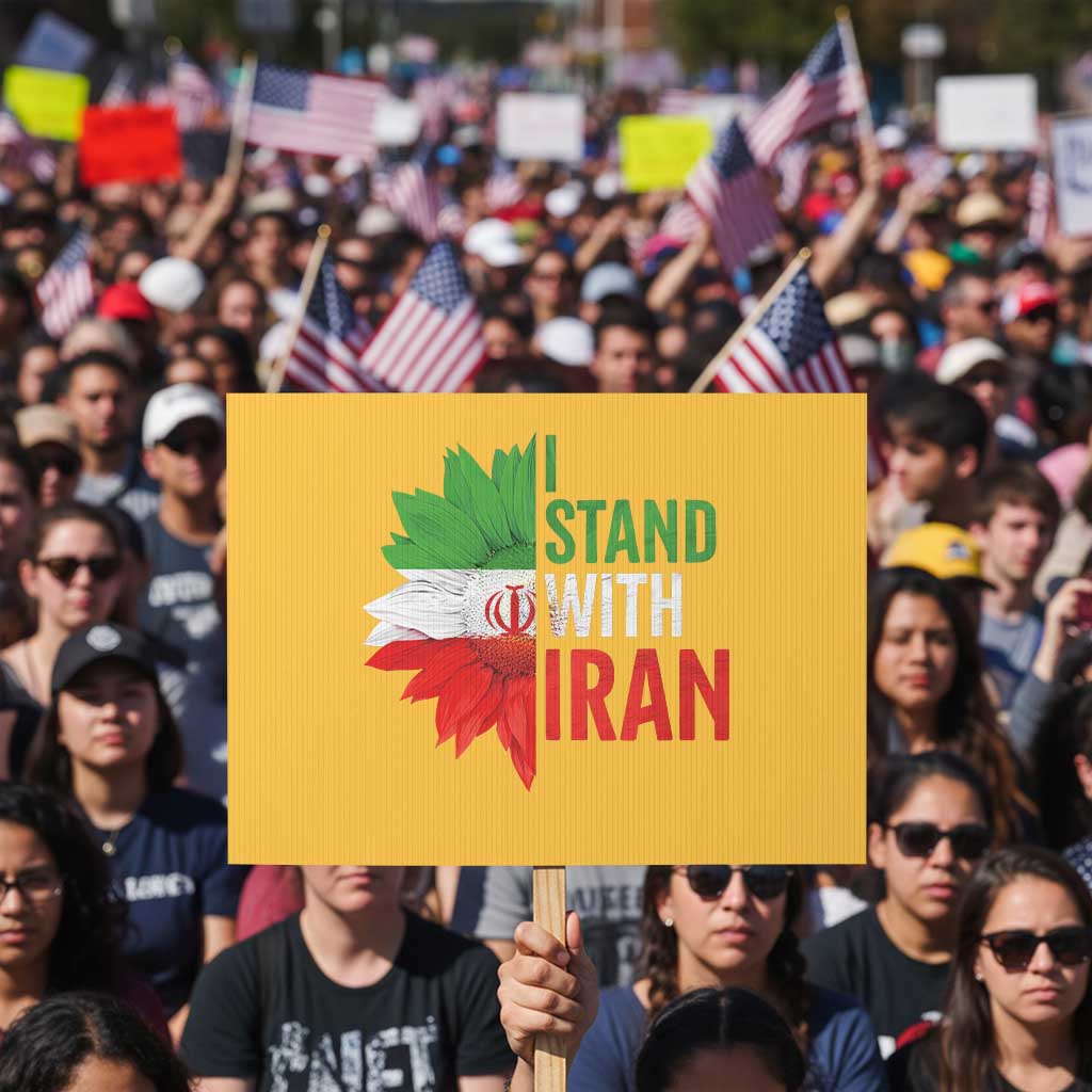 Sunflower Iran Flag Protest Sign Persian Freedom I Stand With Iran