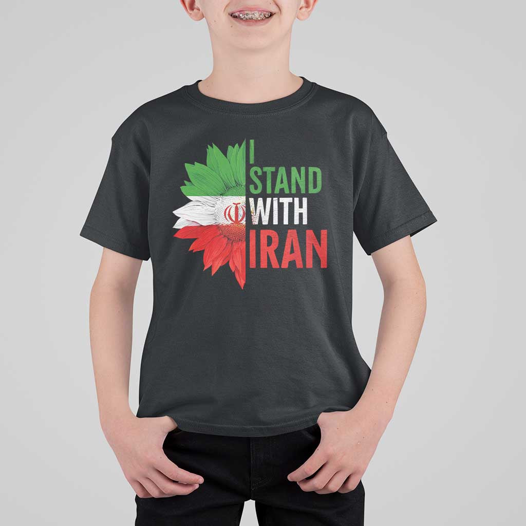 Sunflower Iran Flag T Shirt For Kid Persian Freedom I Stand With Iran