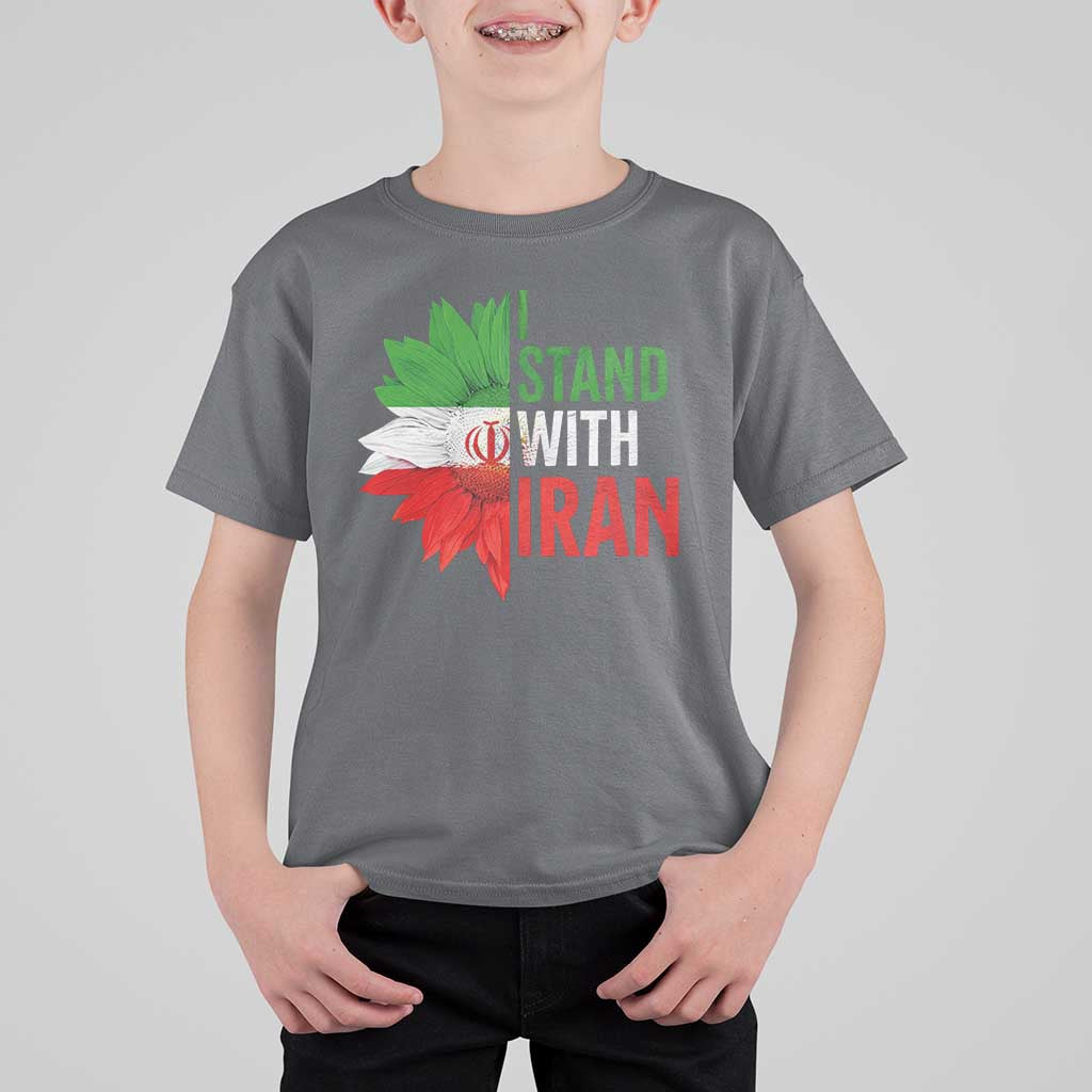Sunflower Iran Flag T Shirt For Kid Persian Freedom I Stand With Iran