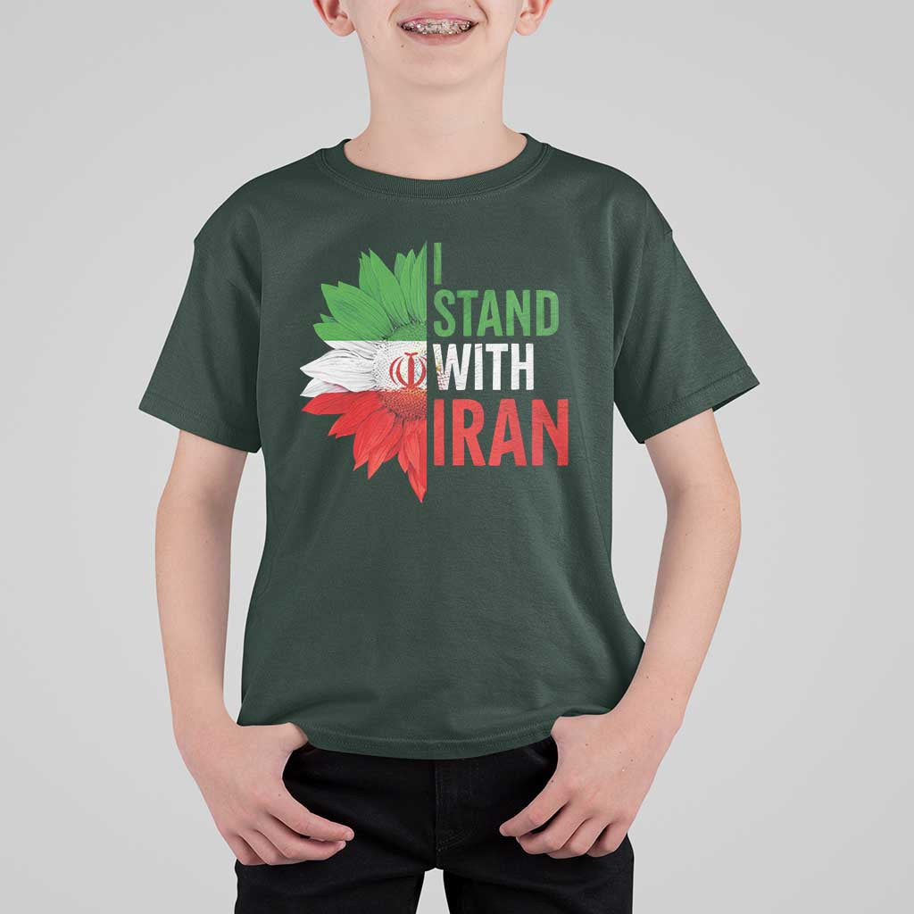 Sunflower Iran Flag T Shirt For Kid Persian Freedom I Stand With Iran