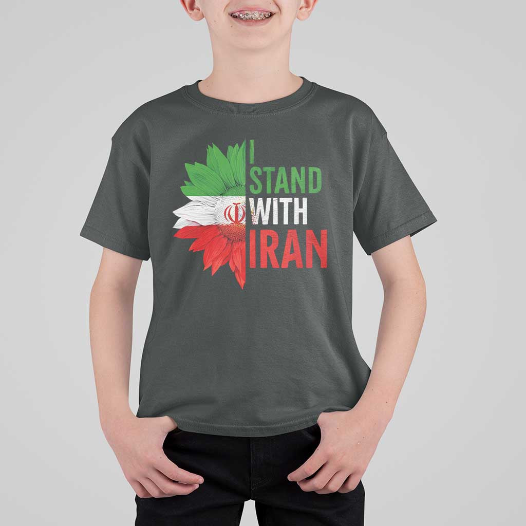 Sunflower Iran Flag T Shirt For Kid Persian Freedom I Stand With Iran