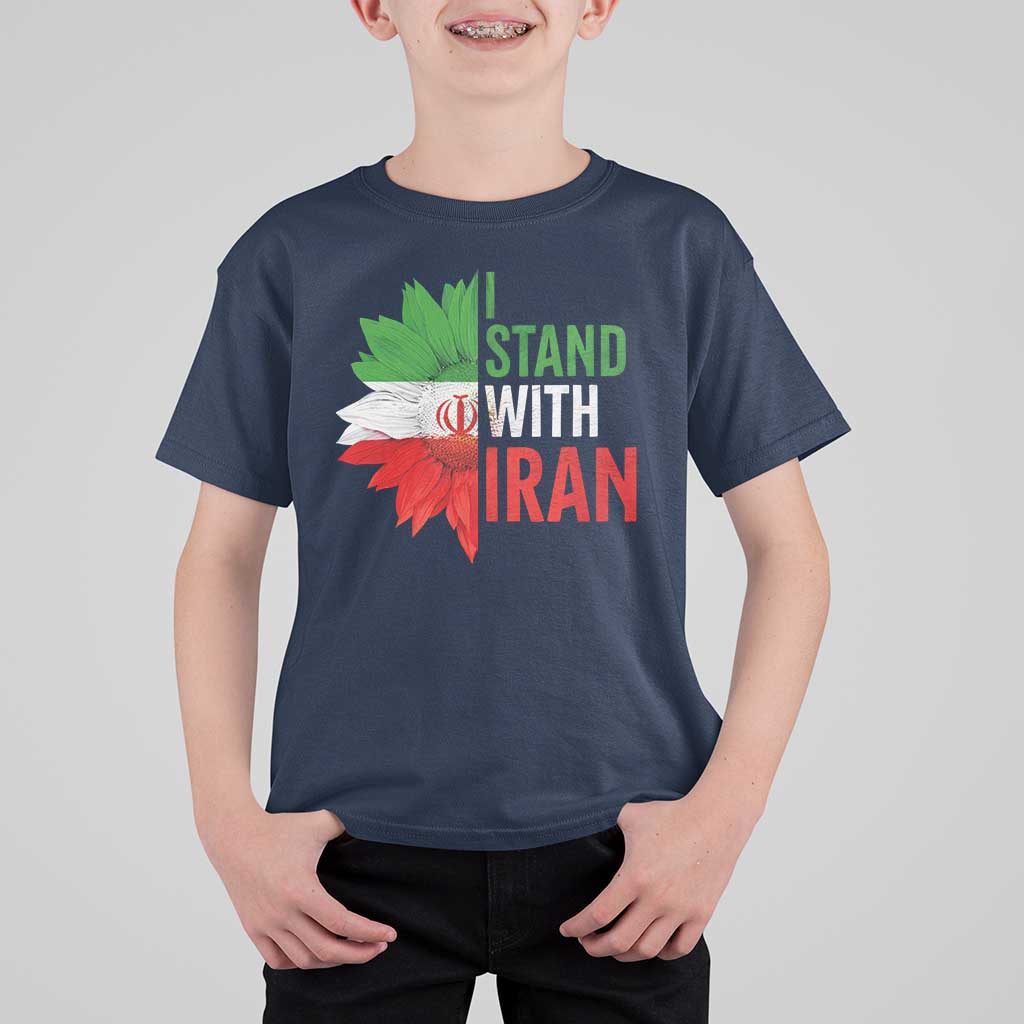 Sunflower Iran Flag T Shirt For Kid Persian Freedom I Stand With Iran