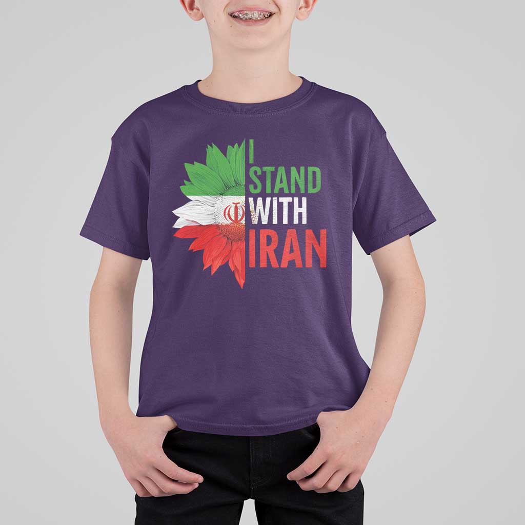 Sunflower Iran Flag T Shirt For Kid Persian Freedom I Stand With Iran