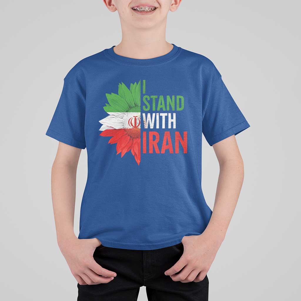 Sunflower Iran Flag T Shirt For Kid Persian Freedom I Stand With Iran