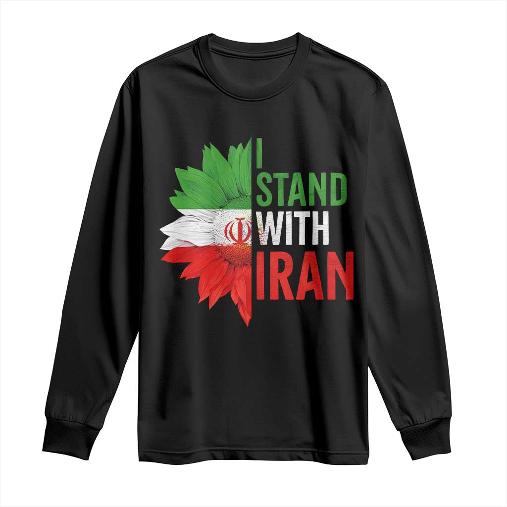 Sunflower Iran Flag Long Sleeve Shirt Persian Freedom I Stand With Iran