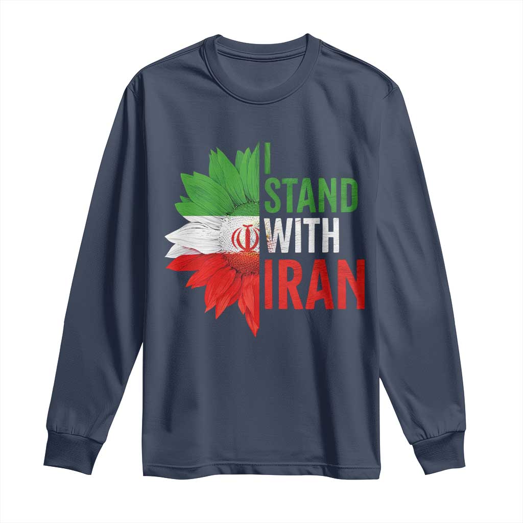 Sunflower Iran Flag Long Sleeve Shirt Persian Freedom I Stand With Iran