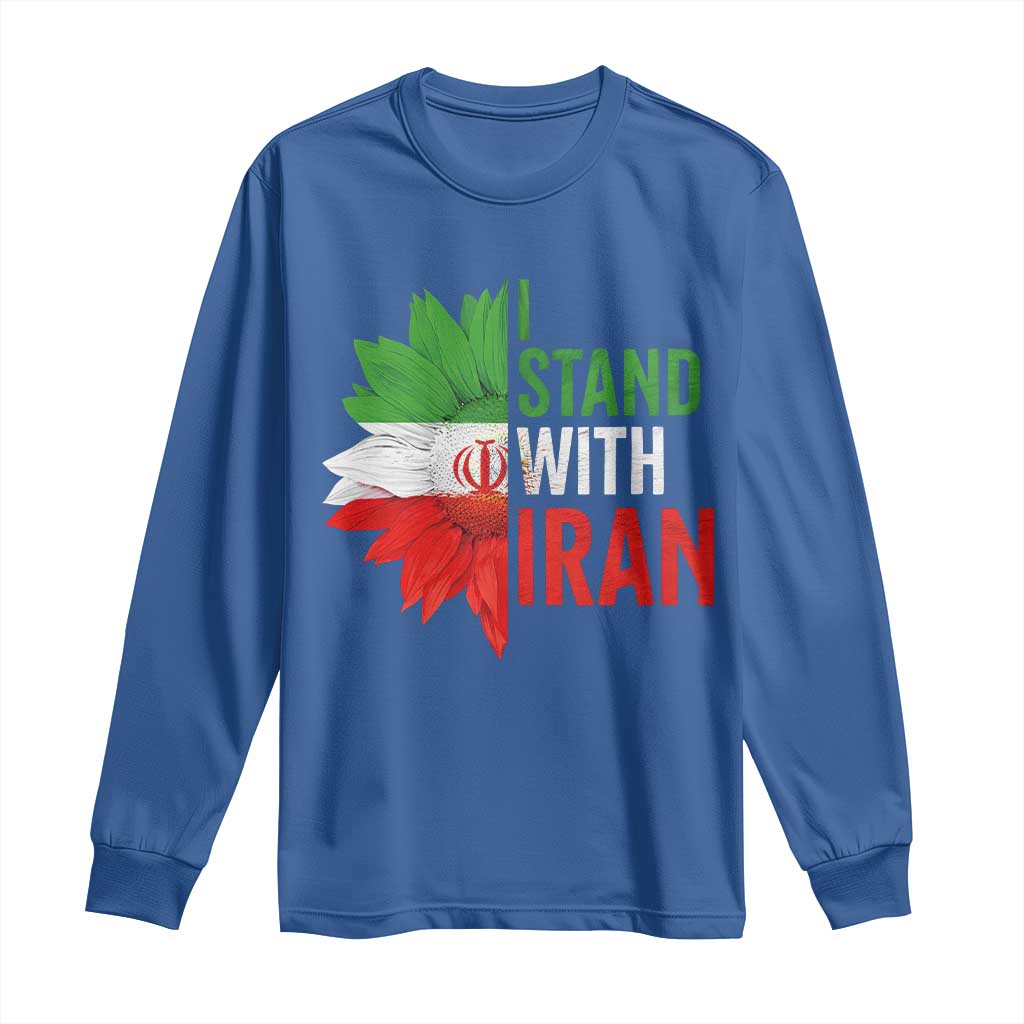 Sunflower Iran Flag Long Sleeve Shirt Persian Freedom I Stand With Iran