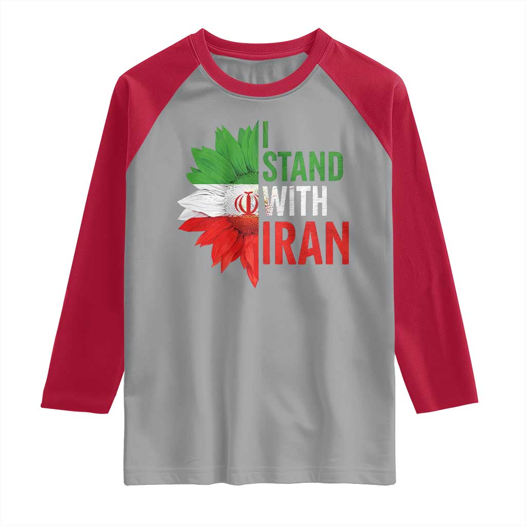 Sunflower Iran Flag Raglan Shirt Persian Freedom I Stand With Iran