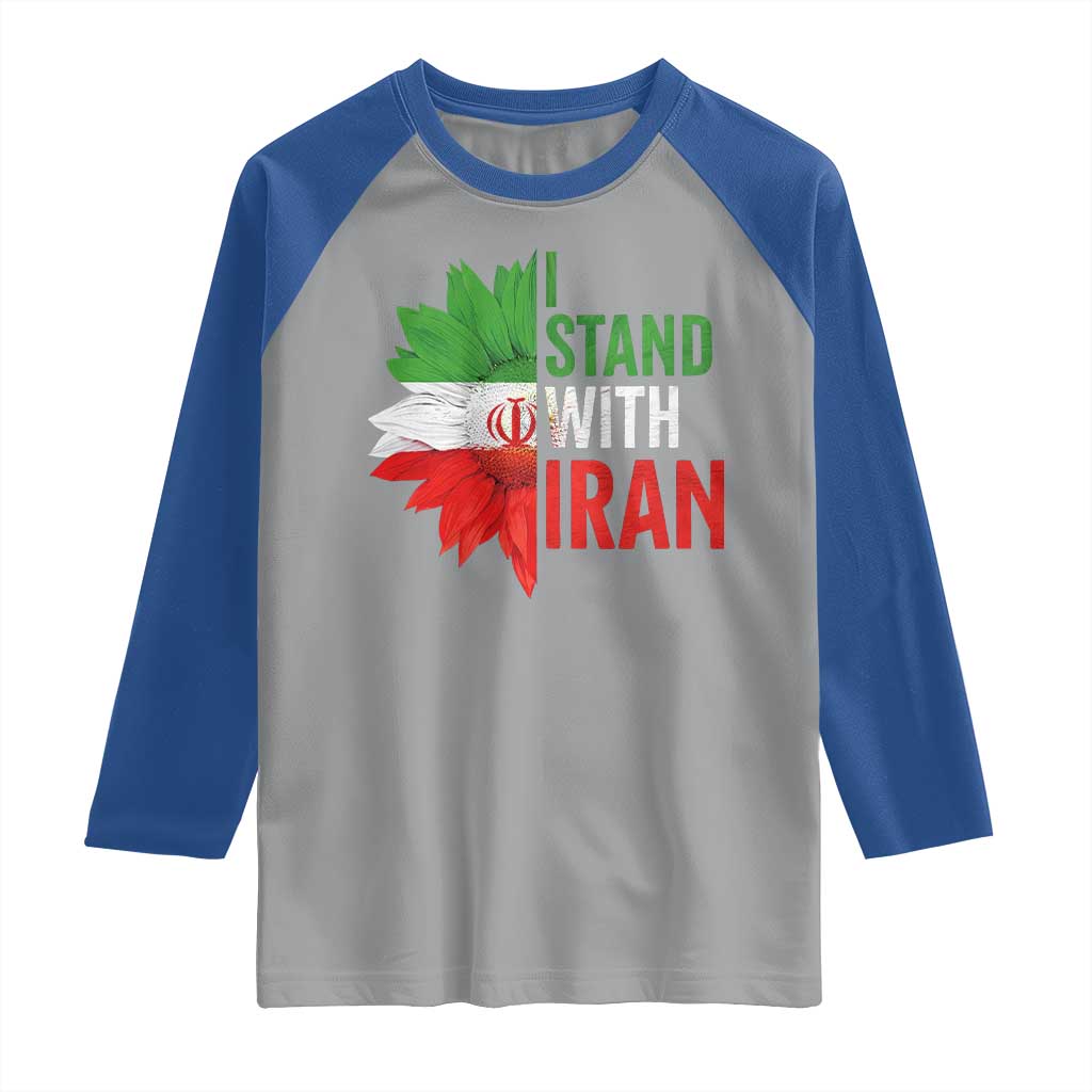 Sunflower Iran Flag Raglan Shirt Persian Freedom I Stand With Iran