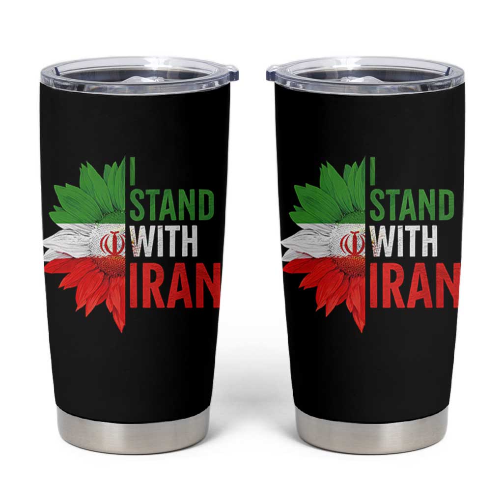 Sunflower Iran Flag Tumbler Cup Persian Freedom I Stand With Iran
