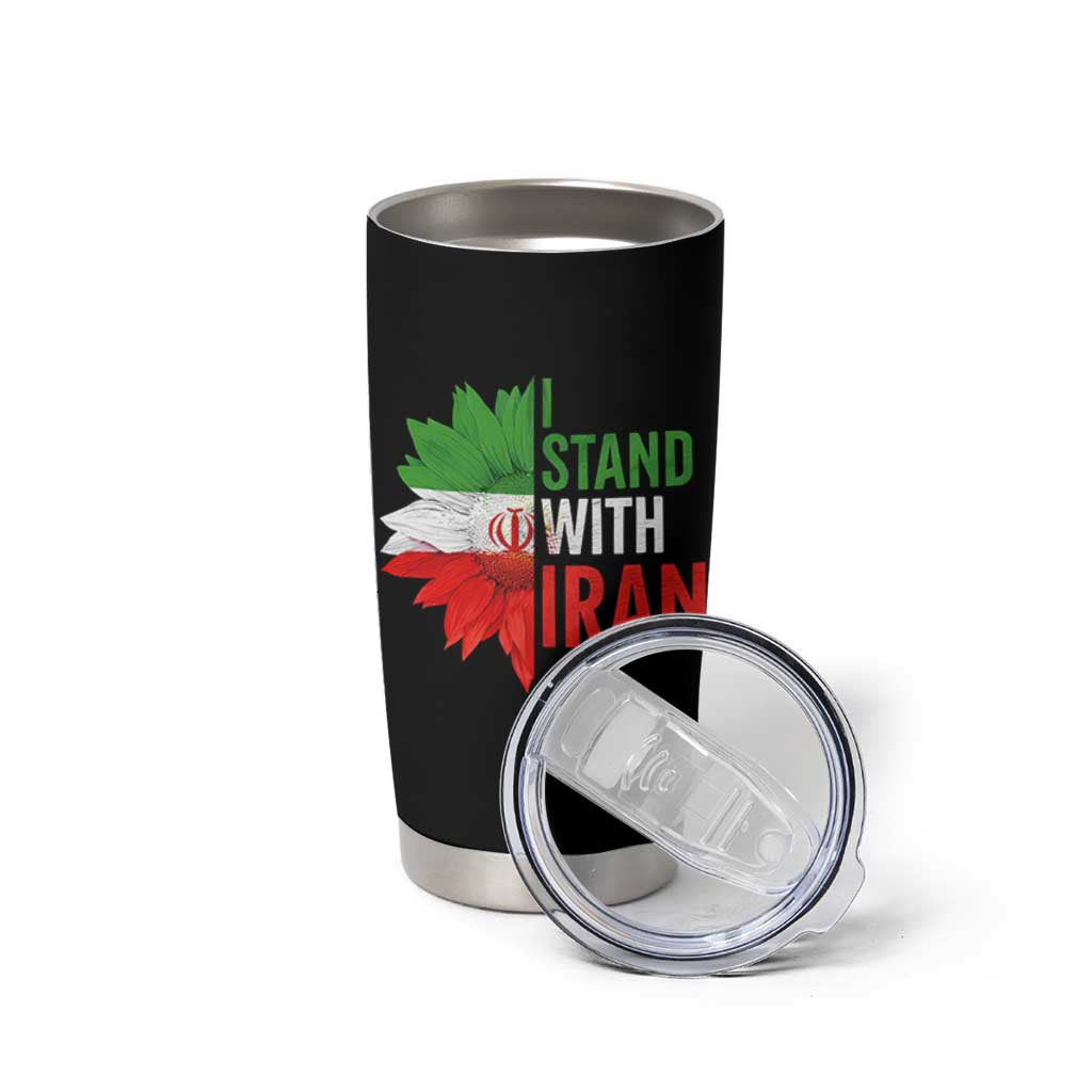 Sunflower Iran Flag Tumbler Cup Persian Freedom I Stand With Iran