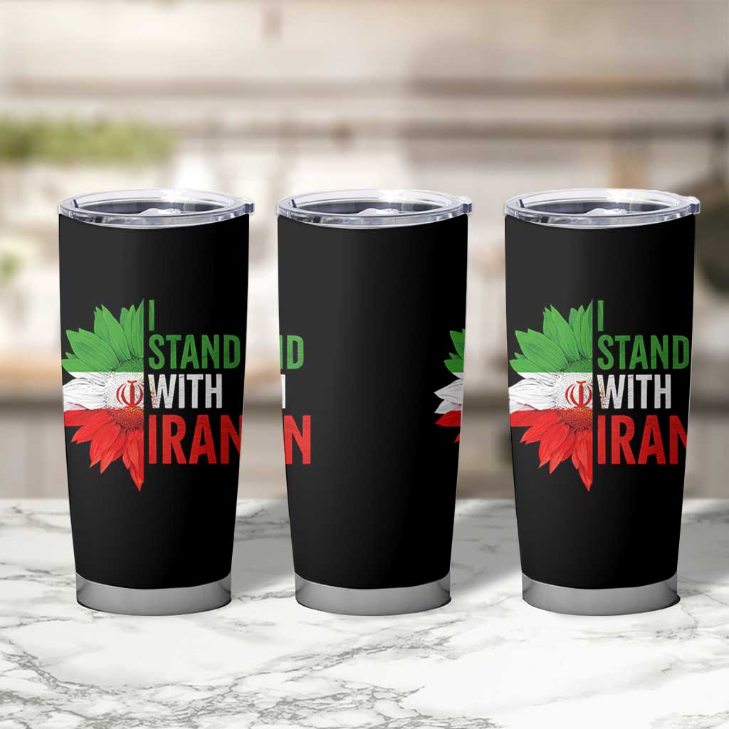 Sunflower Iran Flag Tumbler Cup Persian Freedom I Stand With Iran