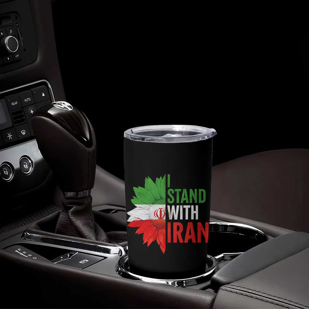 Sunflower Iran Flag Tumbler Cup Persian Freedom I Stand With Iran