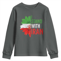 Sunflower Iran Flag Youth Sweatshirt Persian Freedom I Stand With Iran