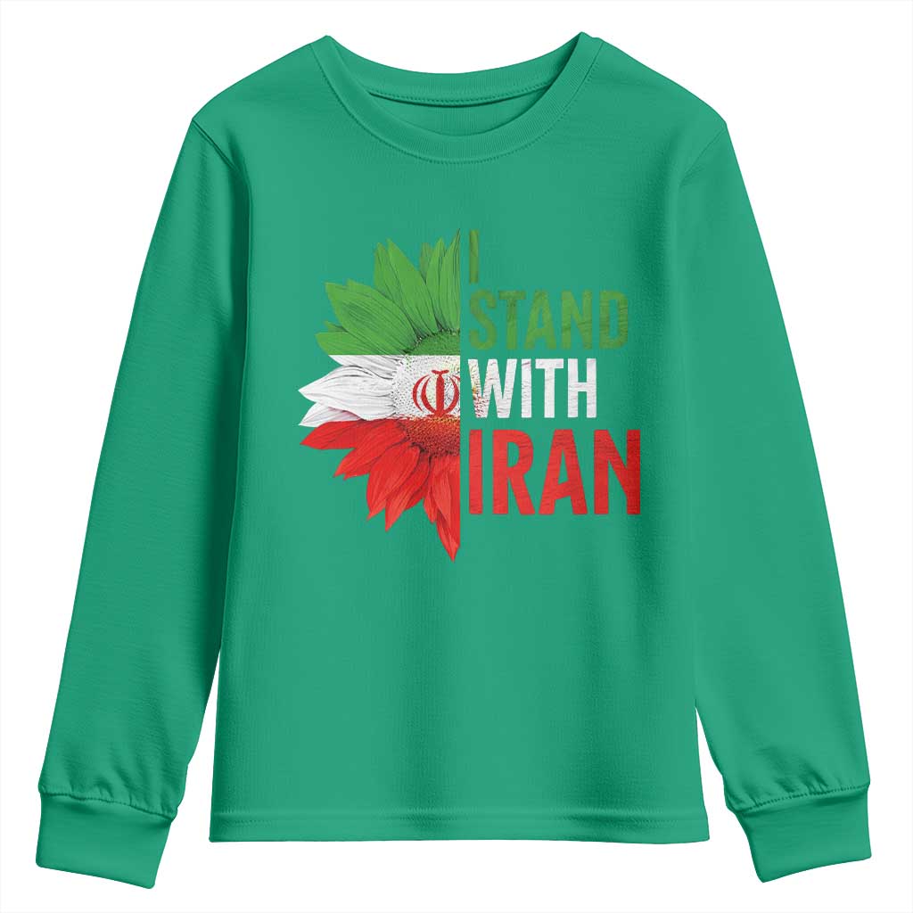Sunflower Iran Flag Youth Sweatshirt Persian Freedom I Stand With Iran