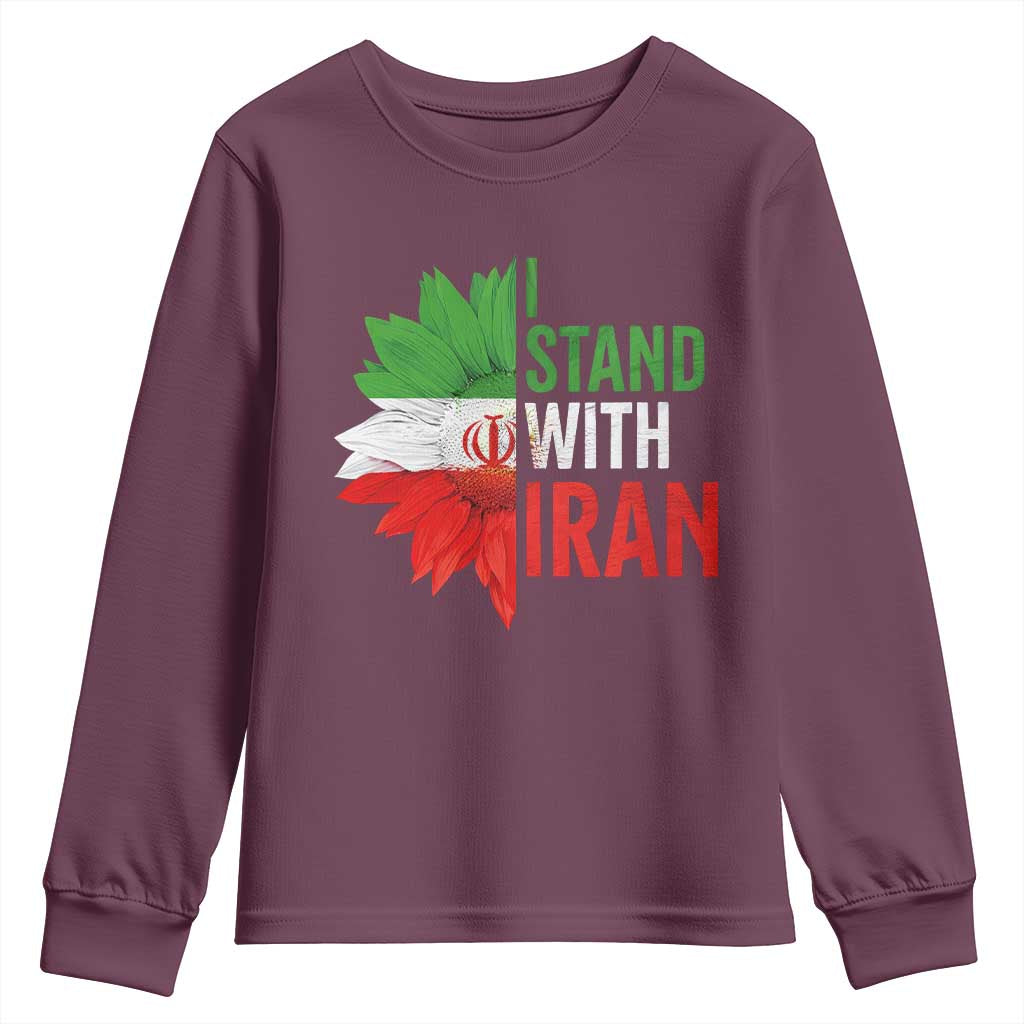 Sunflower Iran Flag Youth Sweatshirt Persian Freedom I Stand With Iran