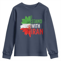 Sunflower Iran Flag Youth Sweatshirt Persian Freedom I Stand With Iran
