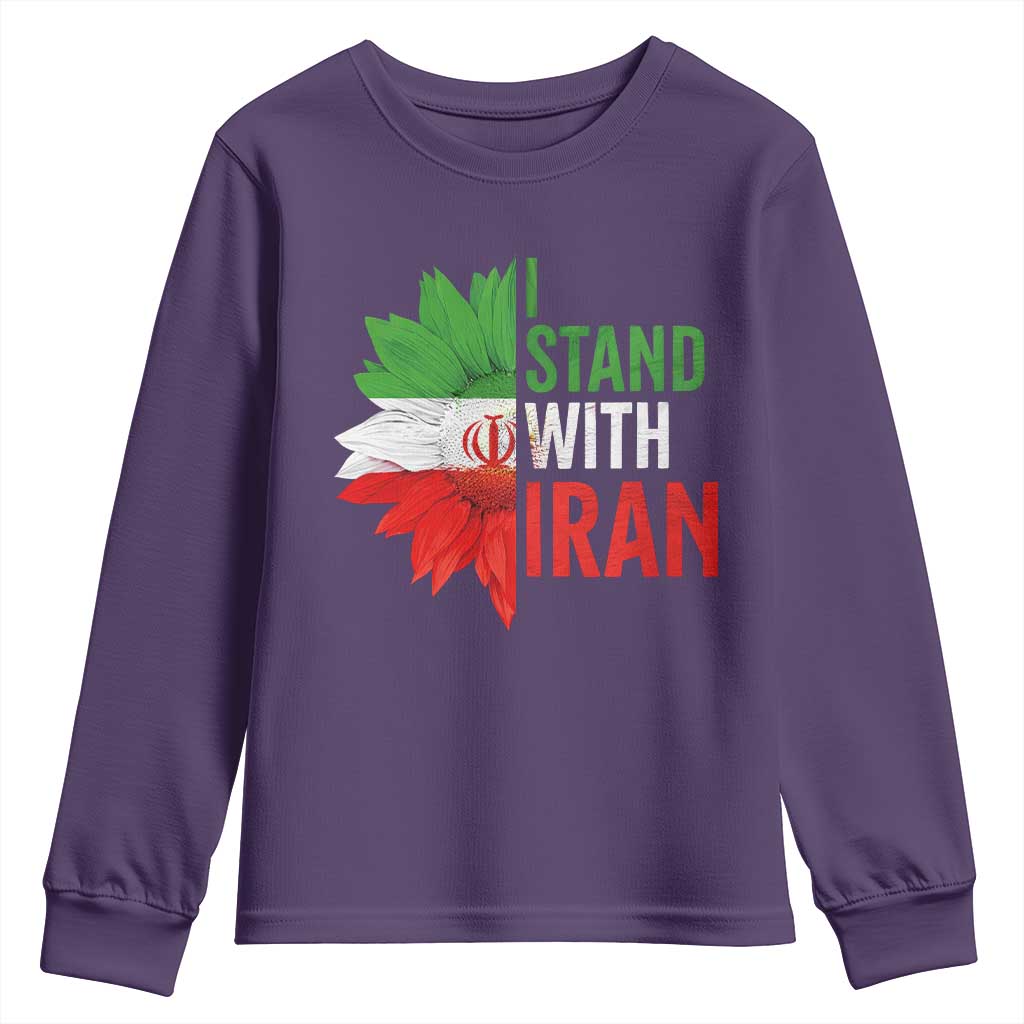 Sunflower Iran Flag Youth Sweatshirt Persian Freedom I Stand With Iran