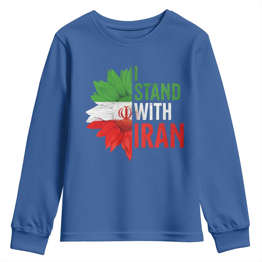 Sunflower Iran Flag Youth Sweatshirt Persian Freedom I Stand With Iran