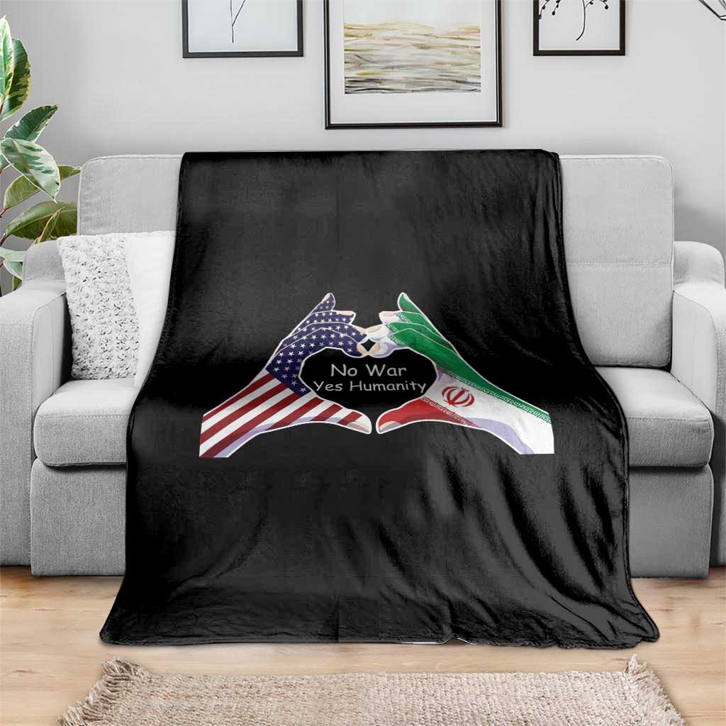Iran Throw Blanket No War Yes Hummanity Persian American Flag Heart Political Statement