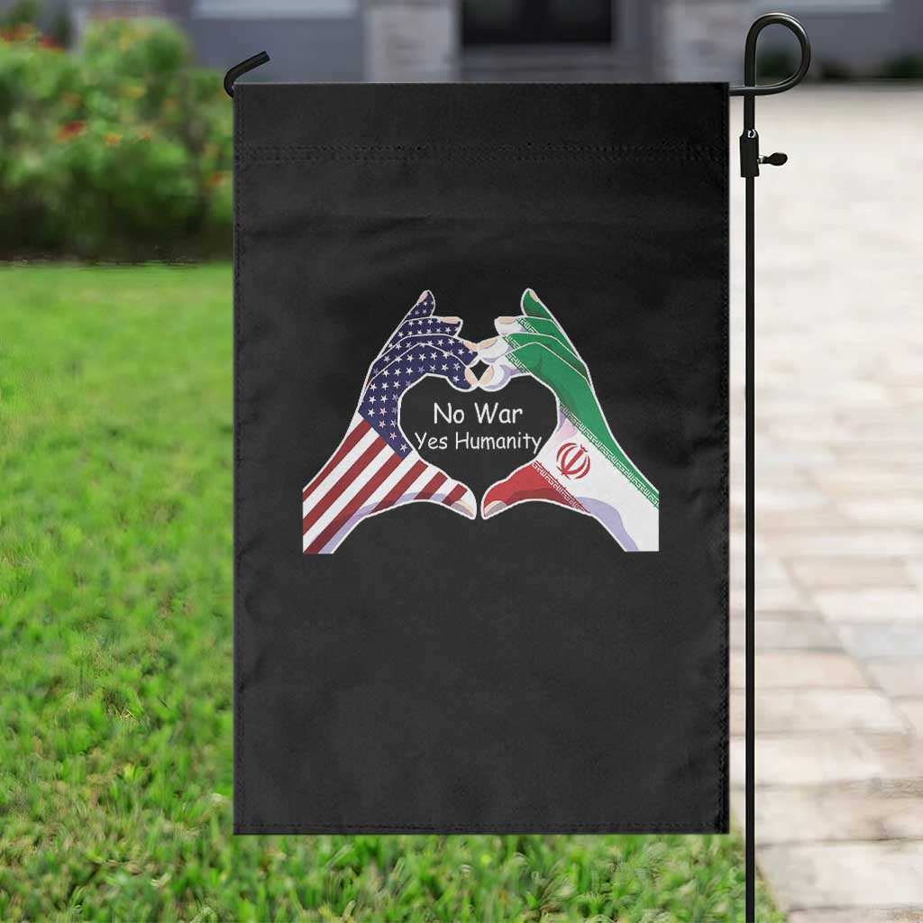 Iran Garden Flag No War Yes Hummanity Persian American Flag Heart Political Statement