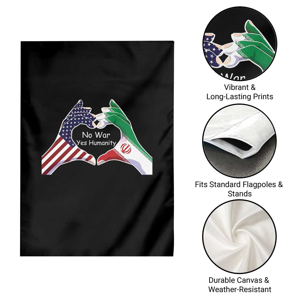 Iran Garden Flag No War Yes Hummanity Persian American Flag Heart Political Statement