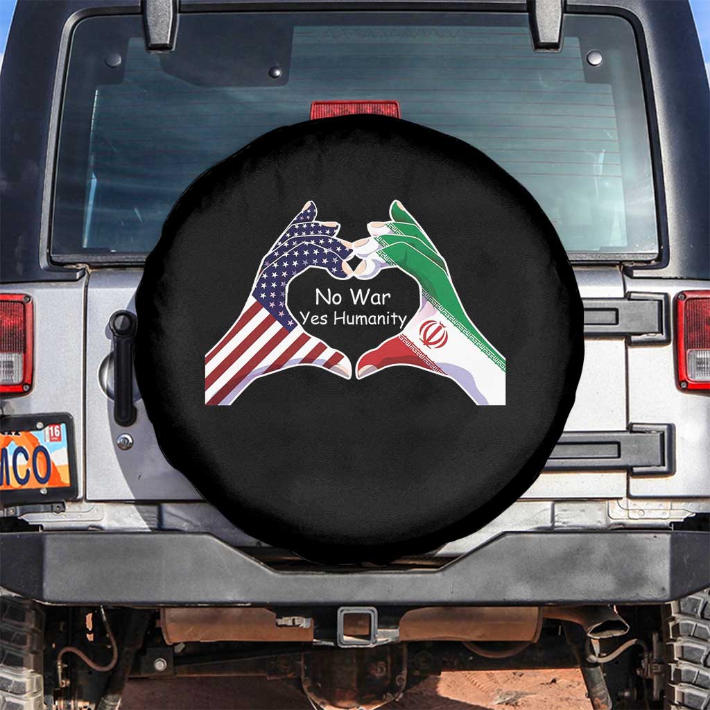 Iran Spare Tire Cover No War Yes Hummanity Persian American Flag Heart Political Statement