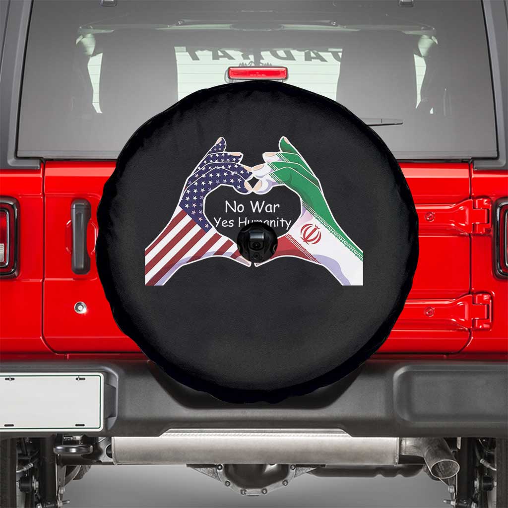 Iran Spare Tire Cover No War Yes Hummanity Persian American Flag Heart Political Statement