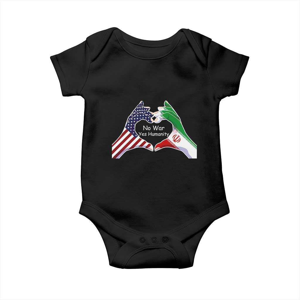 Iran Baby Onesie No War Yes Hummanity Persian American Flag Heart Political Statement