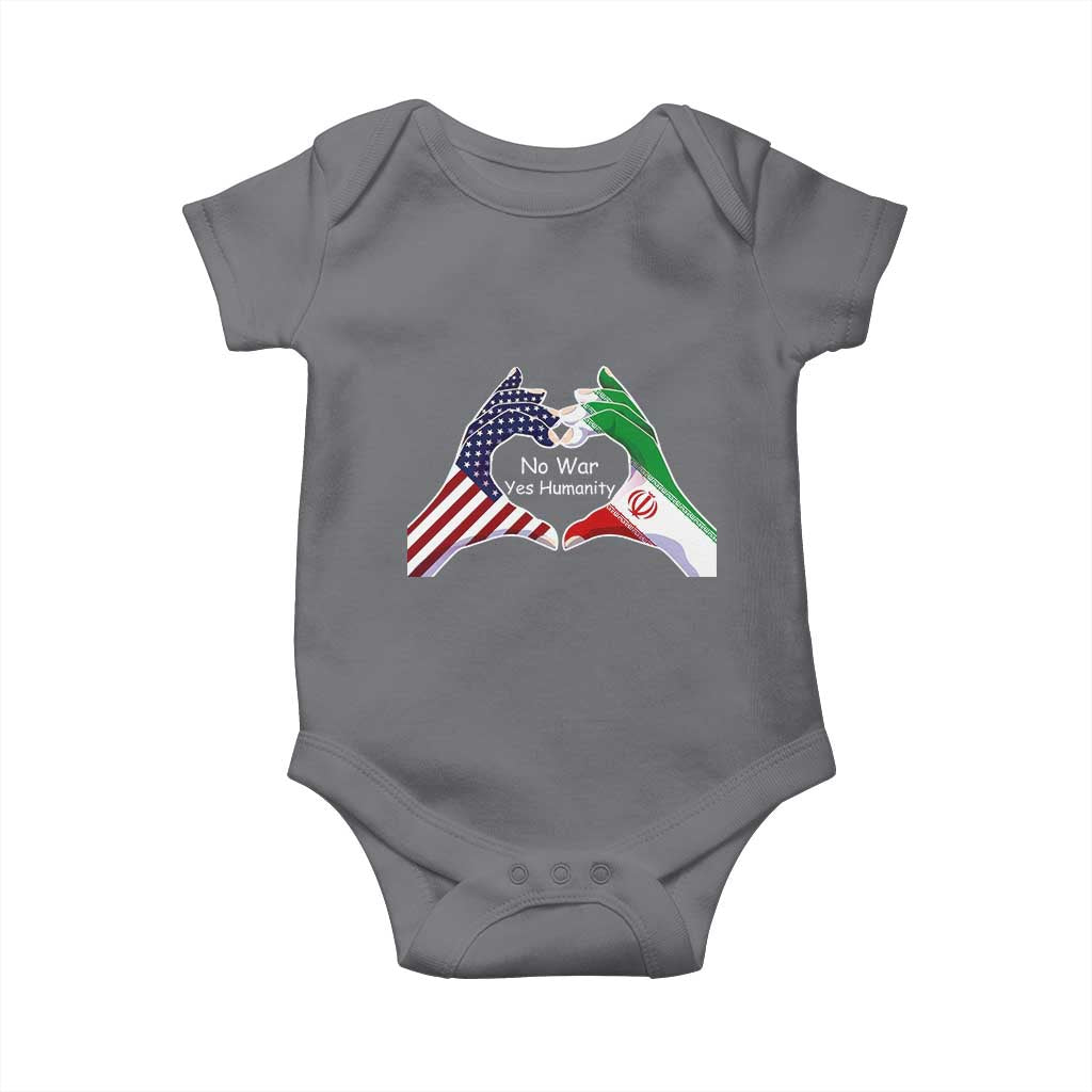 Iran Baby Onesie No War Yes Hummanity Persian American Flag Heart Political Statement