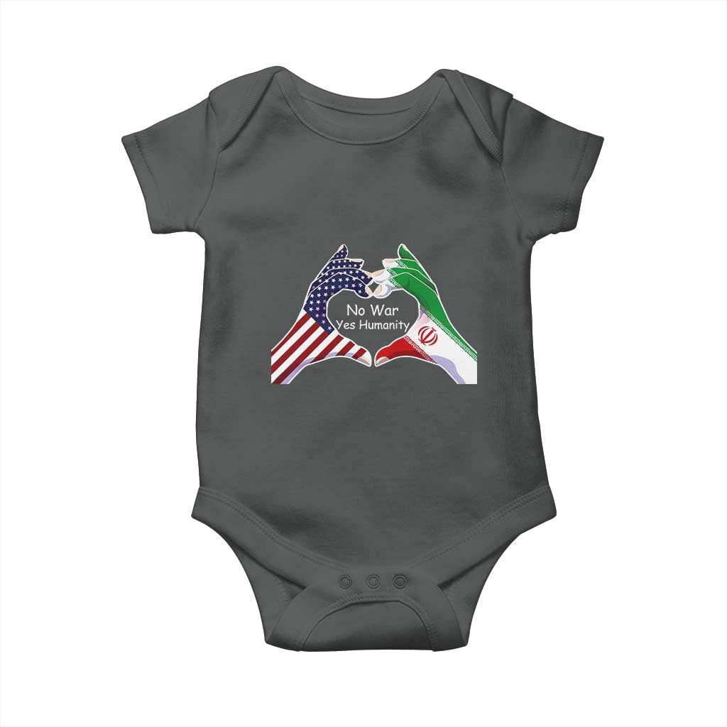 Iran Baby Onesie No War Yes Hummanity Persian American Flag Heart Political Statement
