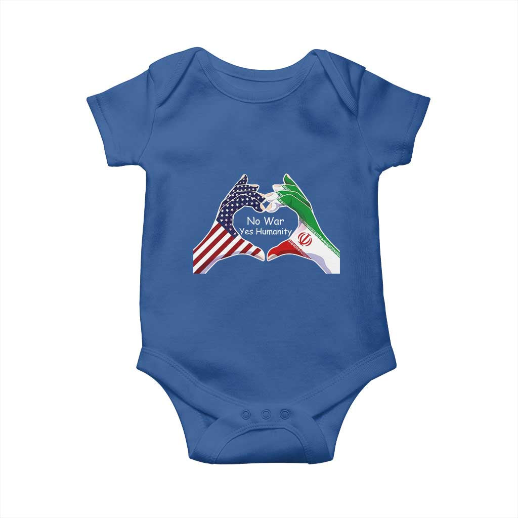 Iran Baby Onesie No War Yes Hummanity Persian American Flag Heart Political Statement