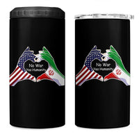 Iran 4 in 1 Can Cooler Tumbler No War Yes Hummanity Persian American Flag Heart Political Statement