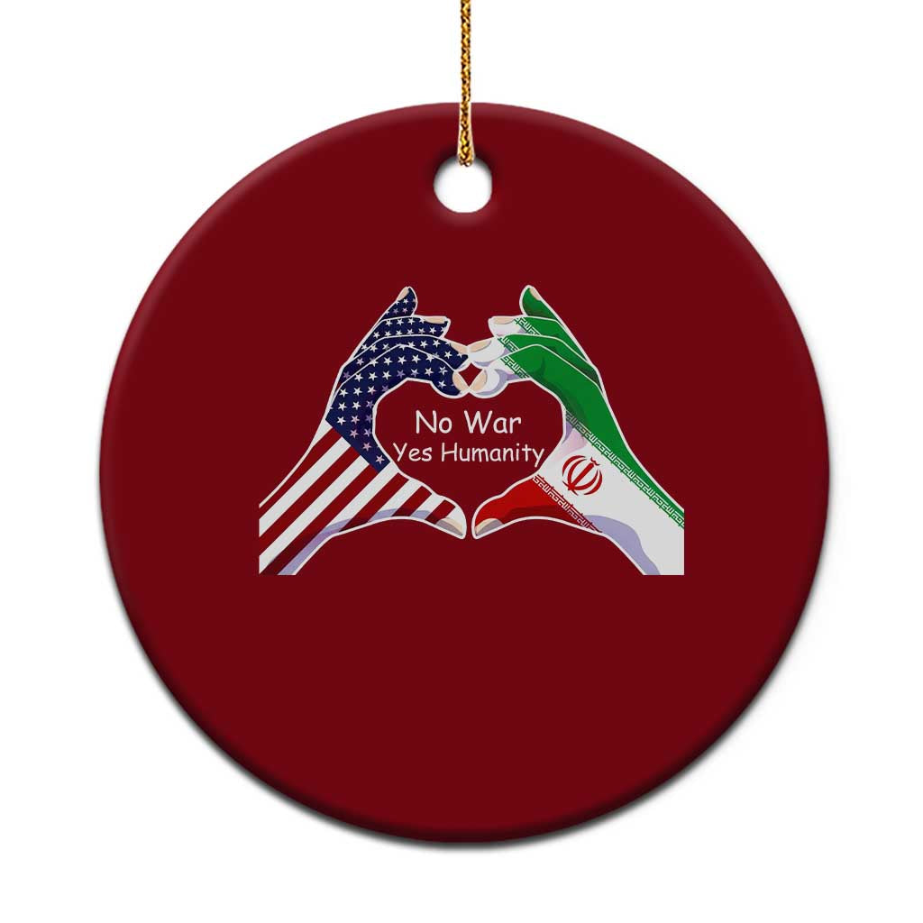 Iran Ceramic Ornament No War Yes Hummanity Persian American Flag Heart Political Statement