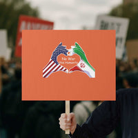 Iran Protest Sign No War Yes Hummanity Persian American Flag Heart Political Statement
