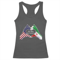 Iran Racerback Tank Top No War Yes Hummanity Persian American Flag Heart Political Statement