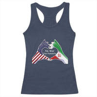 Iran Racerback Tank Top No War Yes Hummanity Persian American Flag Heart Political Statement